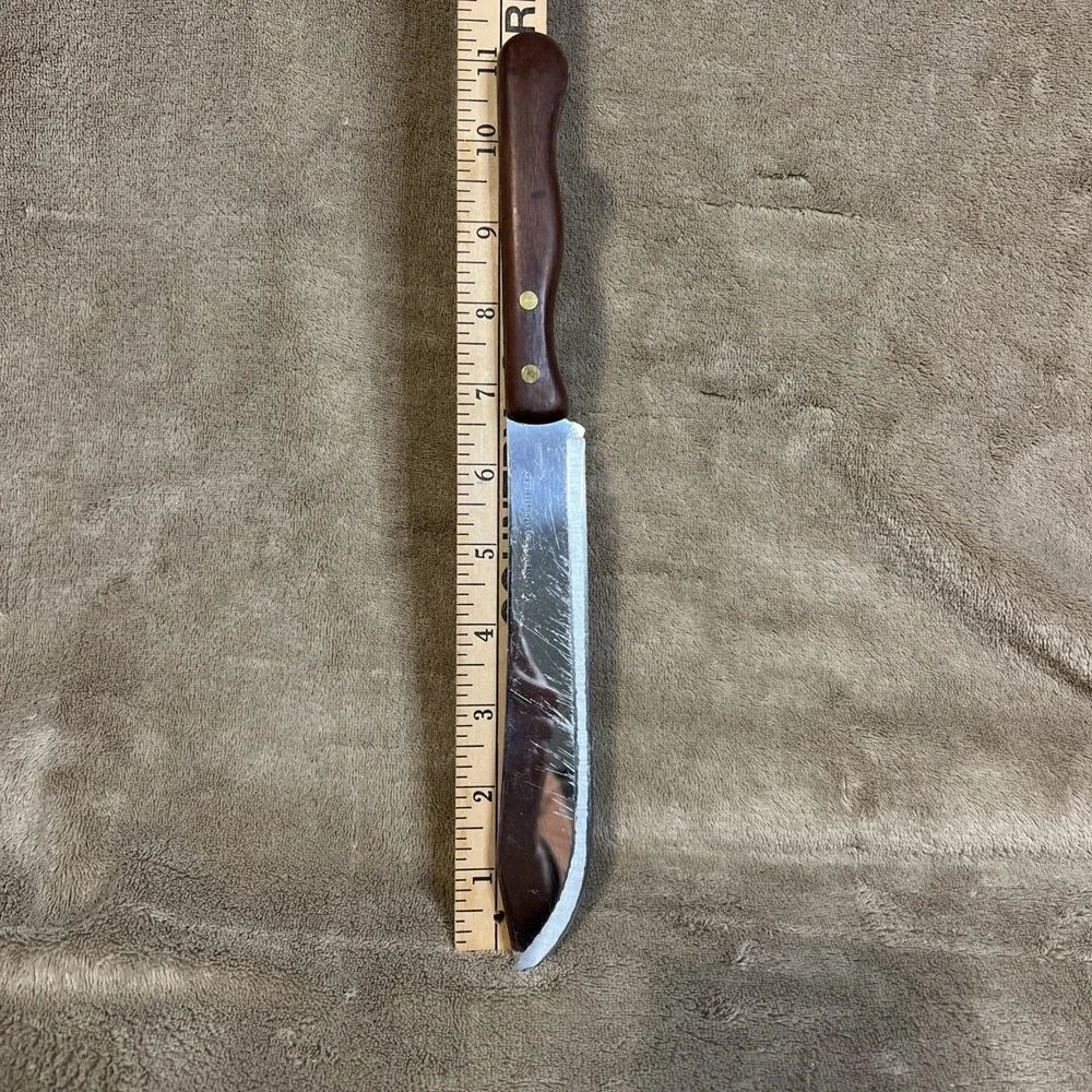 Vintage 60s Ekco‎ Eterna Stainless Steel Butcher Knife with Wood Handle Kitchen